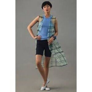 Anthropologie Maeve Plaid Sheer Longline Sleeveless Duster Vest One Size